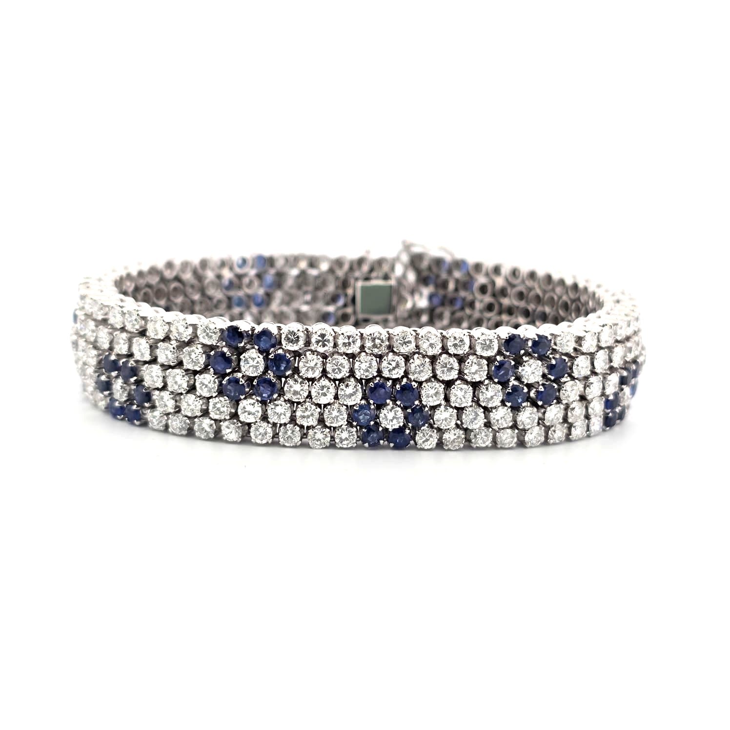 Bracciale in oro bianco 18 Kt con diamanti e zaffiri
