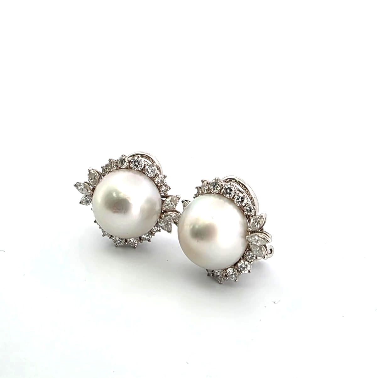 Orecchini in oro bianco 18kt con perle Diamanti