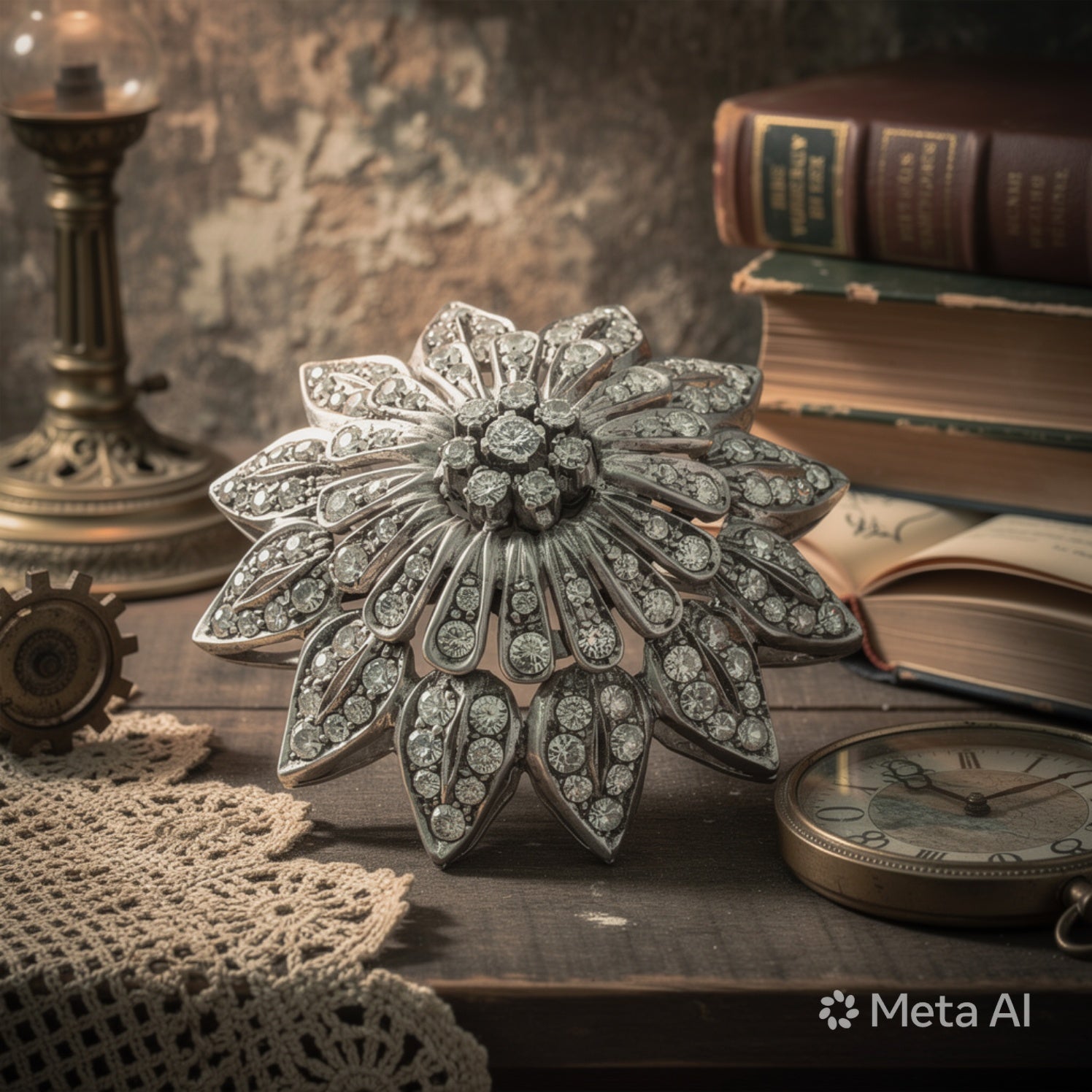 Spilla in oro bianco 18kt con diamanti