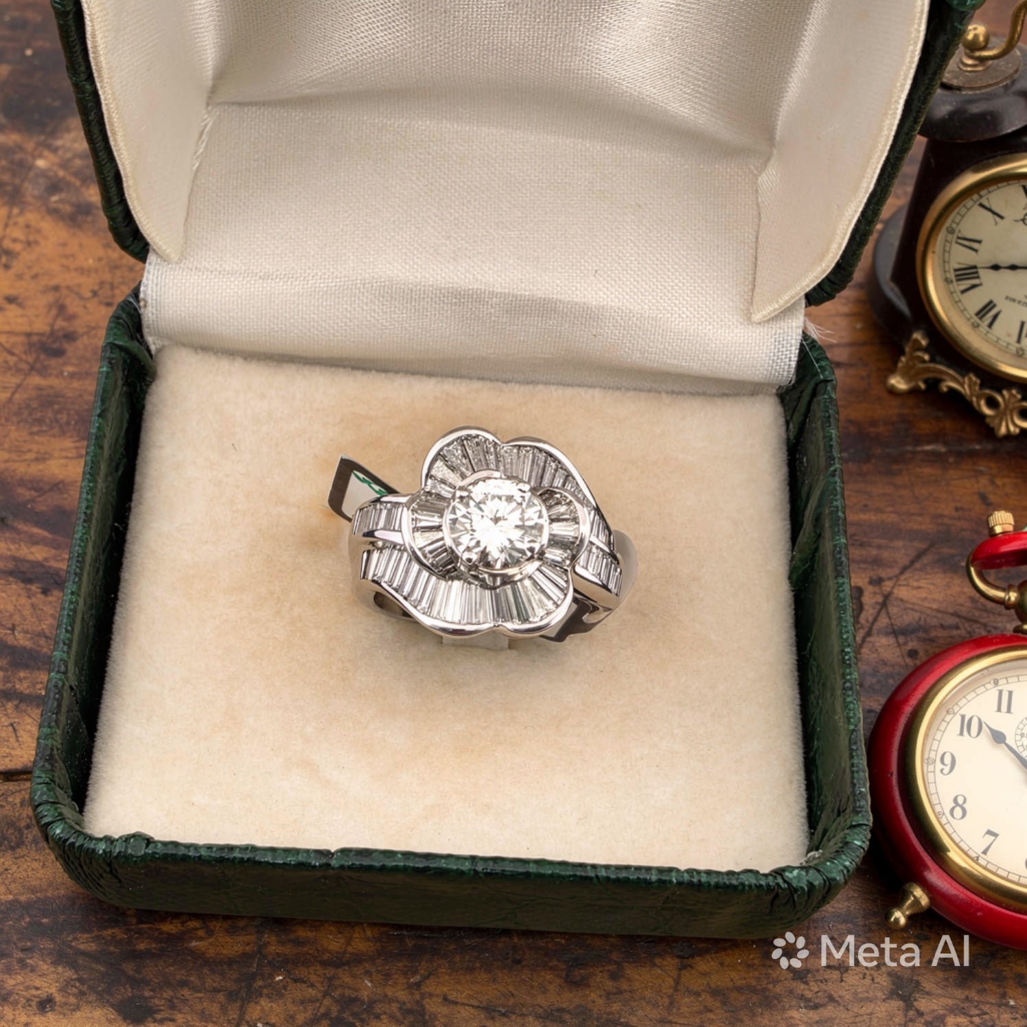 Anello fascia in oro bianco 18kt con diamante centrale e diamanti sul gambo
