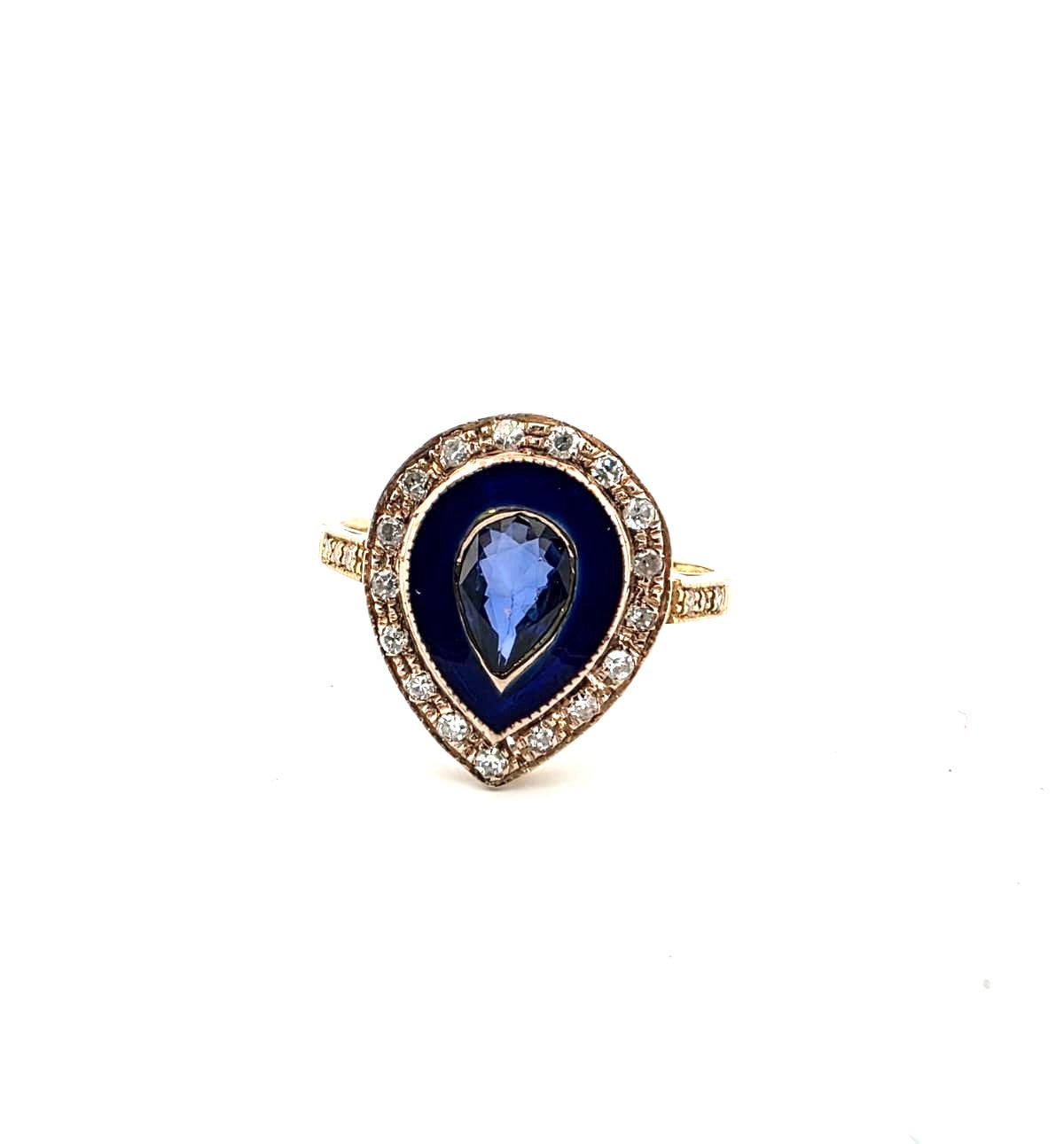 anello in oro 18kt con diamanti e zaffiro