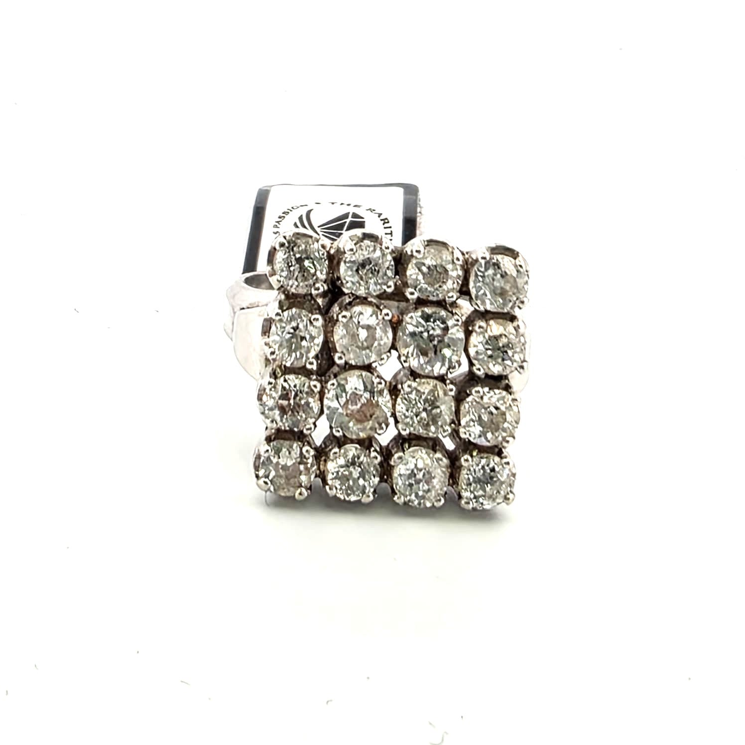 Anello vintage a scacchiera in oro bianco 18kt e diamanti