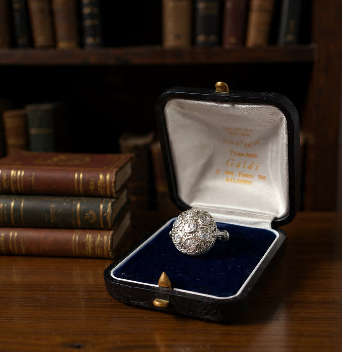 Anello importante in platino con diamanti old mine