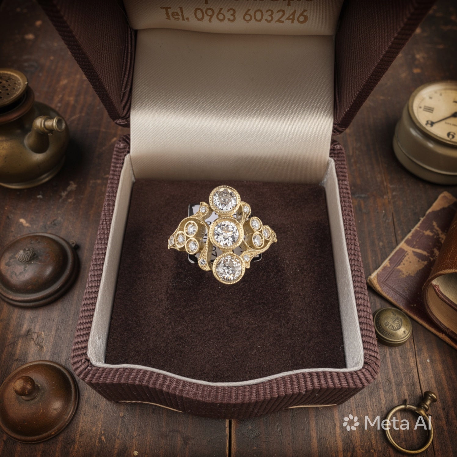 Anello in oro giallo 18kt con diamanti