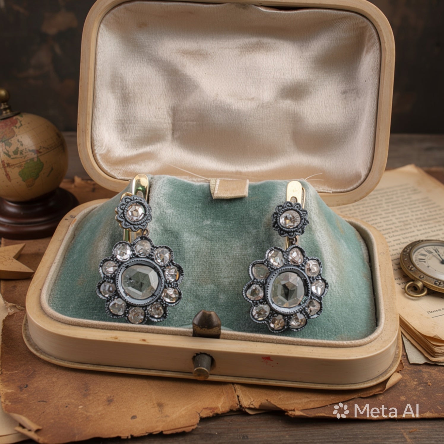 Orecchini in oro giallo 18kt e argento con diamanti