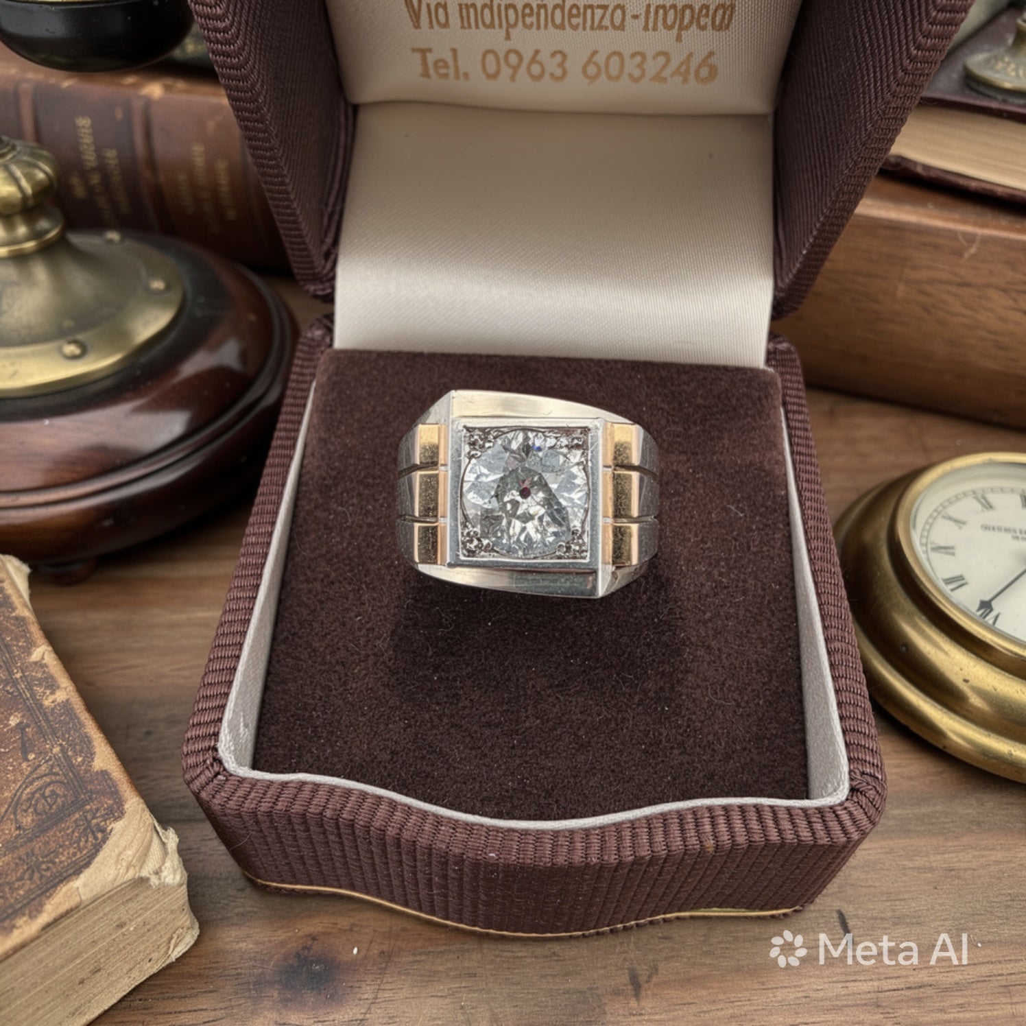 Anello in oro giallo 18kt con diamante centrale