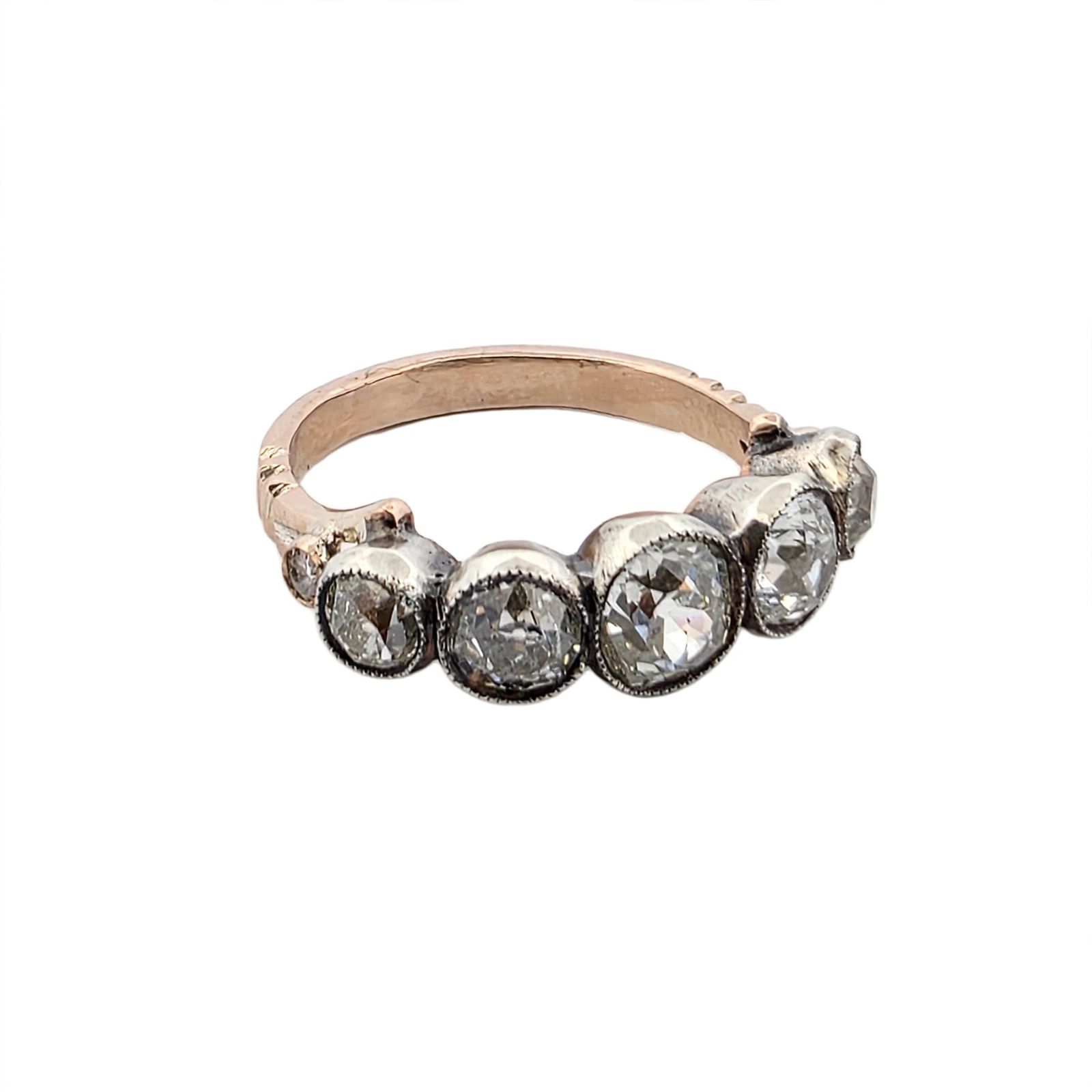 Anello in oro rosa 12kt con diamanti